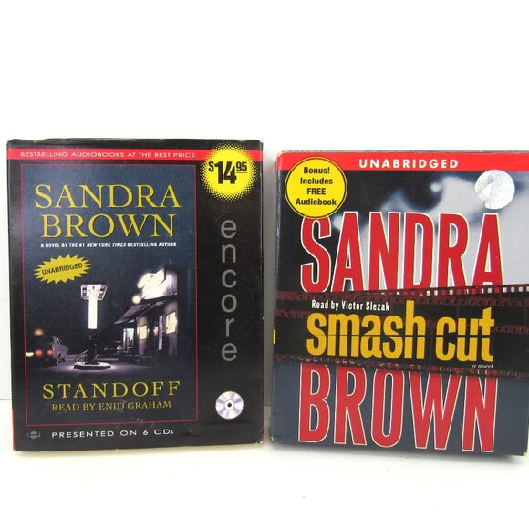 Sandra Brown Audiobooks Unabridged Lot of 2 Standoff, and Smash Cut - Picture 1 of 5